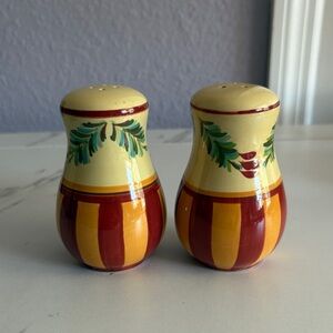 Hand-Painted Ceramic Salt and Pepper Shakers - Yellow and Red